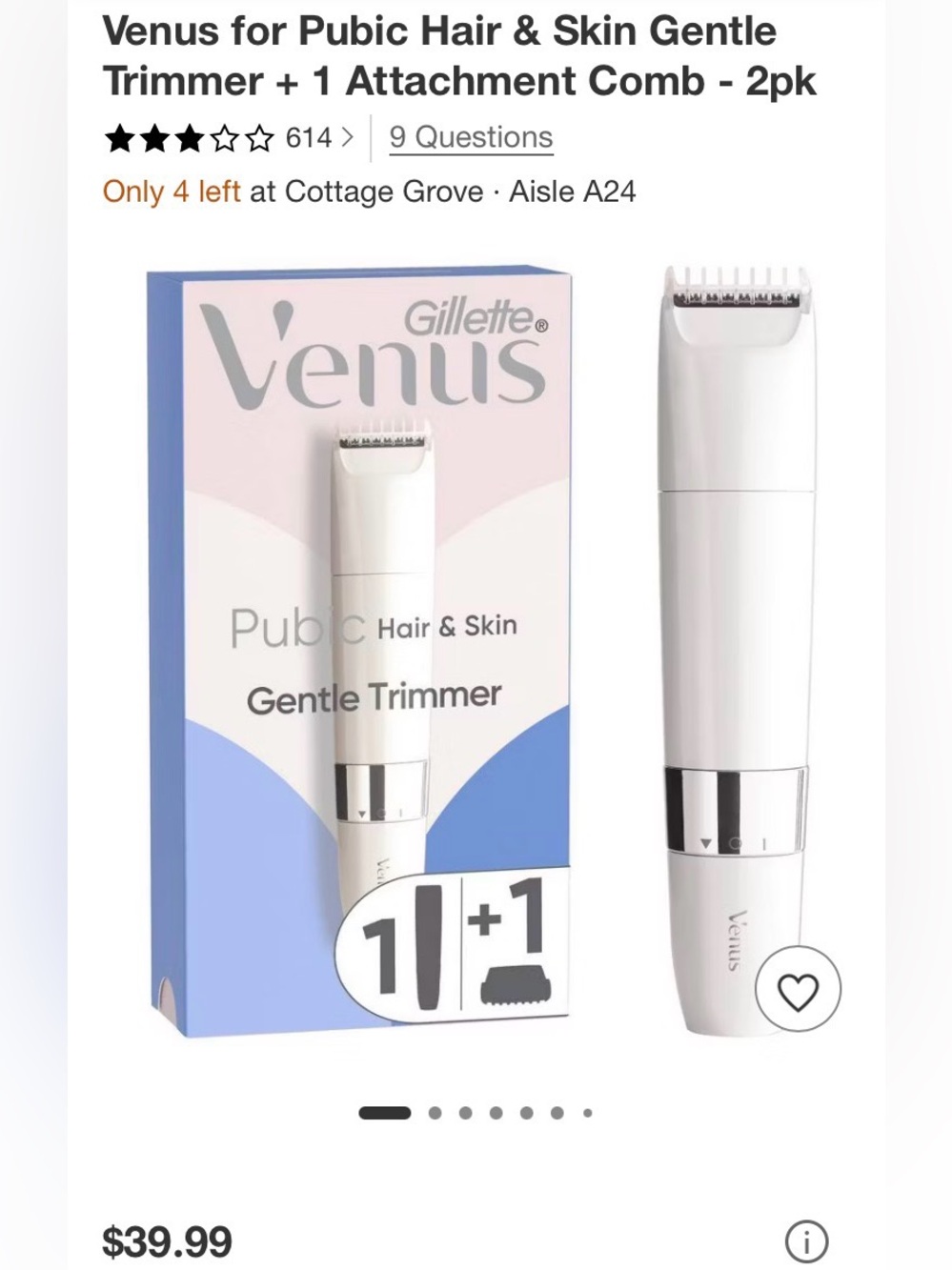 New Venus for Pubic Hair & Skin Gentle Trimmer
